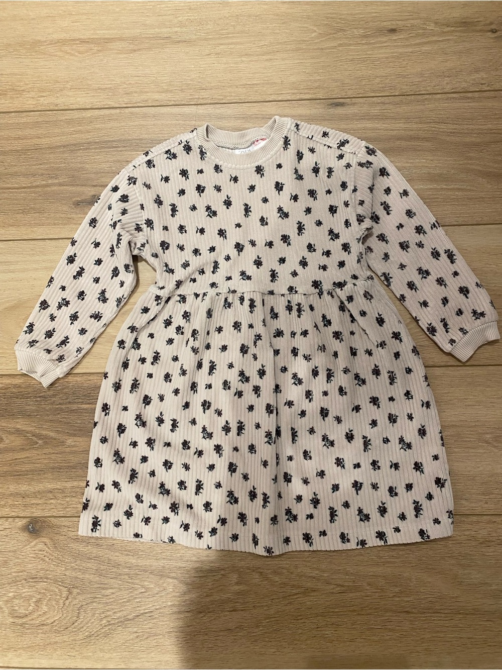 Zara Cream Dress with Black Floral Print
